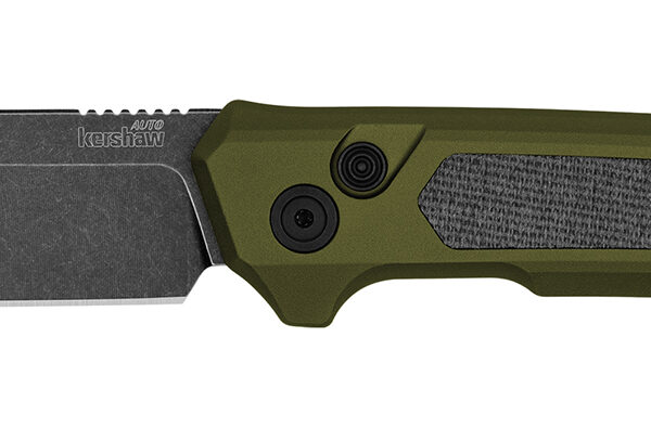 Kershaw 7205 Launch 22 Automatic 3.45″ Folding Spear Point Plain CPM MagnaCut Steel Blade, OD Green Anodized w/Black Micarta Inserts Aluminum Handle