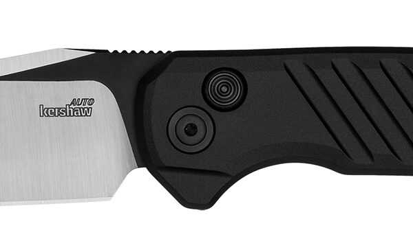 Kershaw 7305 Launch 23 Automatic 3.30″ Folding Trailing Point Plain Black Cerakote/Satin CPM 154 SS Blade, Black Anodized Aluminum Handle