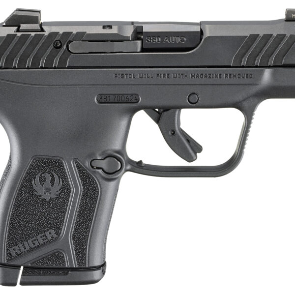 Ruger 13765 LCP Max  Compact Frame 380 ACP 10+1 2.80″ Black Oxide Alloy Steel Barrel, Black Nitride Alloy Steel Serrated Slide, Black Polymer Frame, Textured Grip, No Manual Safety