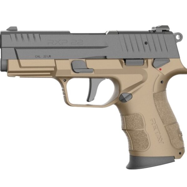 Retay USA RXP22FDEBLKS10TH RXP 22 LR 10+1 4″ Threaded Barrel, Black Cerakote Optic Ready/Serrated Slide, Flat Dark Earth Cerakote Polymer Frame w/Accessory Rail, RMR/RMSc Footprint
