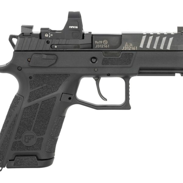 CZ-USA 91604 P-09 C Nocturne Compact 9mm Luger 15+1 3.75″ Black Steel Serrated w/Optic Slide, Black Polymer Frame w/Picatinny Rail, Interchangeable Backstrap Grip, Viridian RFX-15