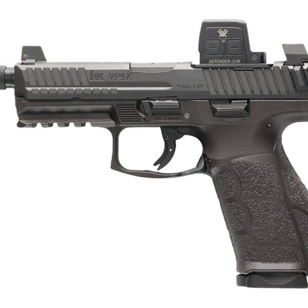 HK 81001366 VP9A1 X Tactical w/Optic Full Size 9mm Luger 10+1 4.70″ Black Threaded Barrel, Black Steel Serrated w/Optic Slide, Black Polymer Frame w/Picatinny Rail, Textured Grip, Vortex CCW