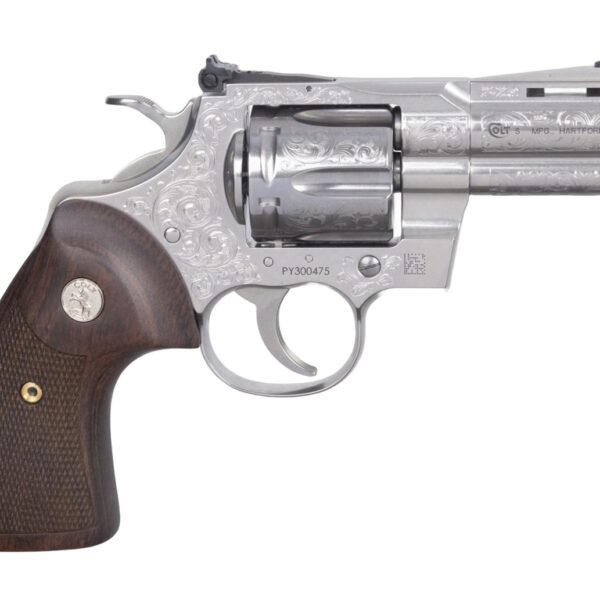 Colt Mfg PYTHONSP3WSSE Python  357 Mag 6rd Shot 3″ Stainless Steel Barrel, Cylinder& Frame, Walnut Grip w/Medallion
