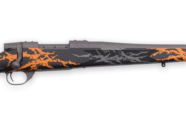 Weatherby VYH222RR2B Vanguard Hunter Compact 22-250 Rem 4+1 20″ + 2″ Tungsten Cerakote Threaded Barrel, Tungsten Cerakote Drilled & Tapped Receiver, Black w/Gray & Orange Accents Monte Carlo Polymer S