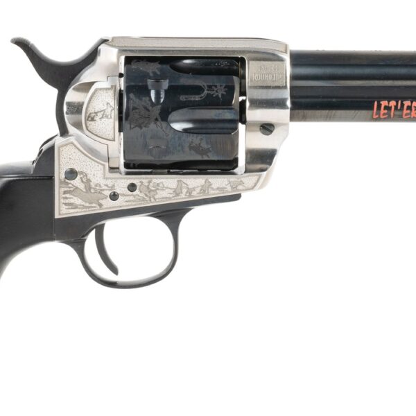 Pietta PFI45PR434BP 1873 Great Western II Pendleton Round?Up 45 Colt (Long Colt) 4.75″ Blued Engraved Barrel & Cylinder, Ultra Black Engraved Grip, Exposed Hammer