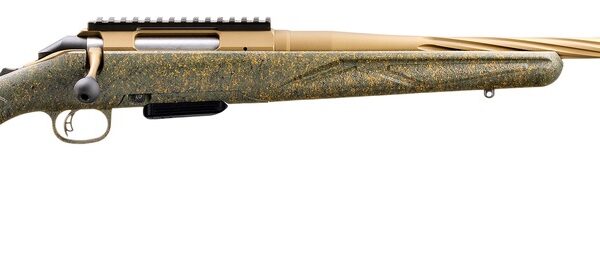Ruger 46993 American II Predator 350 Legend 5+1 22″ Burnt Bronze Cerakote Spiral Fluted Threaded Barrel & Receiver w/Picatinny Rail, Green Splatter Fixed Synthetic Stock