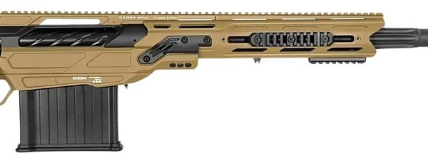 Cadex Inc CDX50DUAL5029BR40I2J5N CDX-50 Tremor 50 BMG 5+1 29″ Black DLC Match Grade Threaded Barrel, Black DLC Aluminum Receiver w/Picatinny Rail, Adjustable Folding Hybrid Tan Stock, Black Polymer Gr