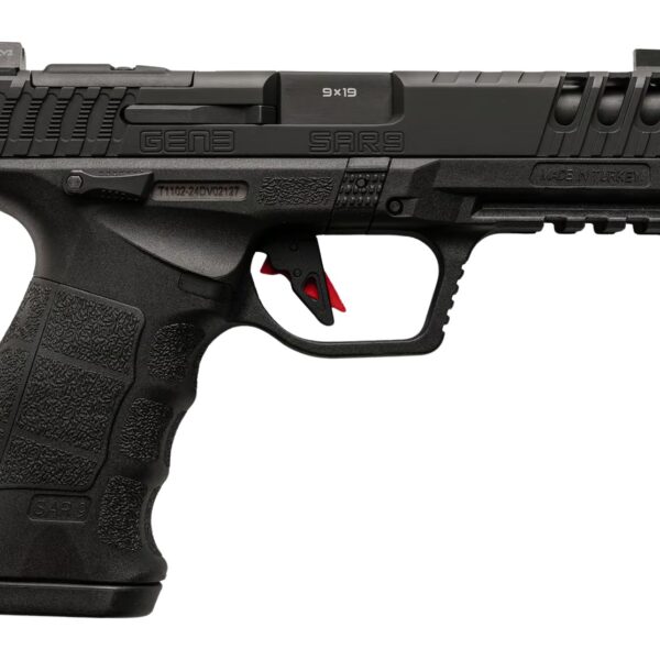 Sarsilmaz SAR9G3BL10 SAR9 Gen3 Full Size 9mm Luger 10+1 4.50″ Black Barrel, Black Steel Optic Cut/Serrated Slide, Black Polymer Frame w/Picatinny Rail, Interchangeable Backstrap Grip, RMSc Footprint