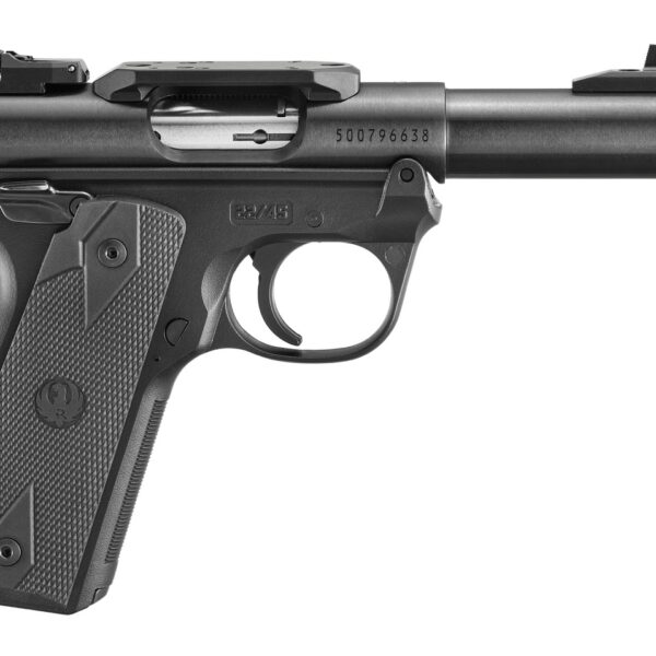 Ruger 40194 Mark IV 250th Anniversary 22 LR 10+1 4.40″ Stainless Threaded Bull Barrel, Black Alloy Steel Receiver w/Scope Rail, Black Polymer Frame, Checkered Synthetic Grip, RMR/RMSc/DPP Footprint, A