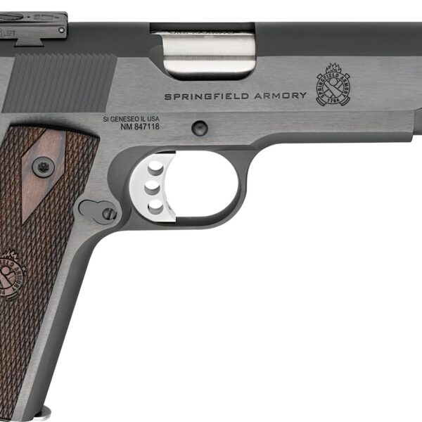 Springfield Armory PX9420ADJ 1911 Garrison Full Size 45 ACP 7+1 5″ Stainless Match Grade Barrel, Blued Carbon Steel Serrated Slide, Blued Carbon Steel Frame w/Beavertail, Thinline Wood Grip