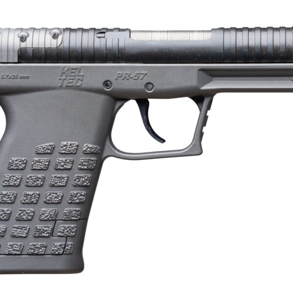 Kel-Tec PR57TNG PR-5.7  Compact Frame 5.7x28mm 20+1 4″ Stainless Steel Rotary Barrel, Black Optic Ready/Serrated Slide, Tungsten Gray Frame & Textured Grip