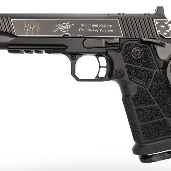 Kimber Mfg, Inc 3700895 DS Warrior Boot Campaign 9mm Luger 20+1 5″ Matte Stainless Deep Crown Barrel, KimPro Black Engraved/Optic Cut/Serrated Slide, Black Stainless Steel Frame w/Beavertail & Picatin