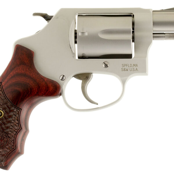 Smith & Wesson 170349 Model 637 Performance Center Enhanced Action 38 S&W Spl +P 5 Shot 1.88″ Stainless Steel Barrel/Cylinder, Matte Silver Aluminum Alloy J-Frame, Custom Wood Grip, Internal Lock