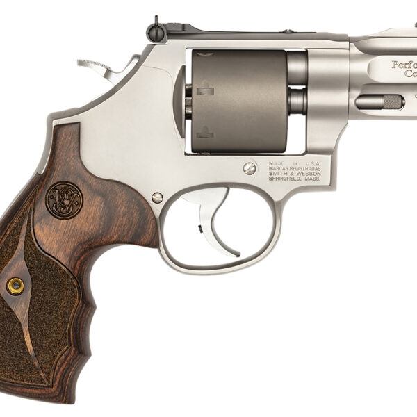 Smith & Wesson 10227 Performance Center Model 986 9mm Luger 7rd 2.50″ Stainless Steel Barrel with Recessed Crown, Unfluted Cylinder, Stainless Steel Frame with Custom Wood Grip Includes Moon Clips