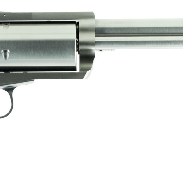Magnum Research BFR45707B BFR Long Cylinder Extra Large 45-70 Gov 5 Shot 7.50″ Brushed Stainless Steel Barrel, Cylinder & Frame, Bisley White Laminate Grip, Exposed Hammer