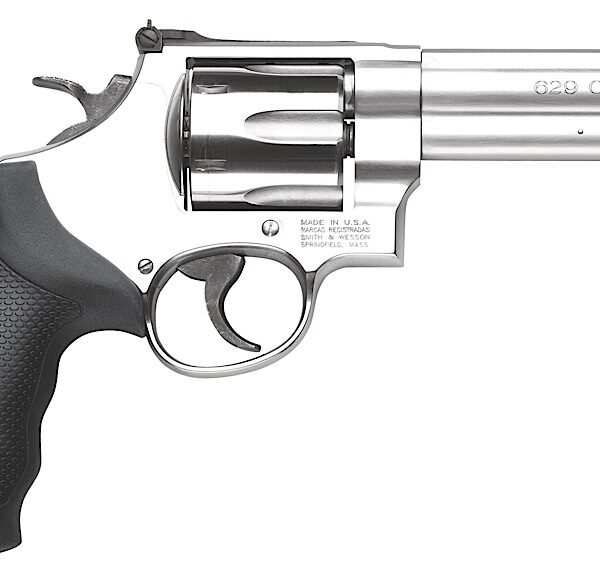 Smith & Wesson 163636 Model 629 Classic 44 Rem Mag or 44 S&W Spl Stainless Steel 5″ Barrel & 6rd Cylinder, Satin Stainless Steel N-Frame, Red Ramp Front/White Outline Rear Sights