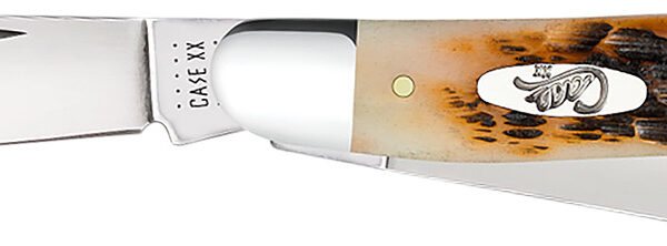Case 00128 Stockman Medium 2.92″/2.15″/1.90″ Folding Clip/Sheepsfoot/Spey Plain Mirror Polished Tru-Sharp SS Blade/Peach Seed Jigged Amber Bone Handle