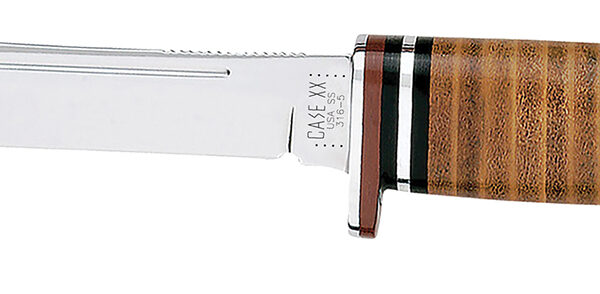 Case 00381 Hunter 5″ Fixed Clip Point Plain Mirror Polished Tru-Sharp SS Blade/4.50″ Grooved Leather Handle Includes Sheath