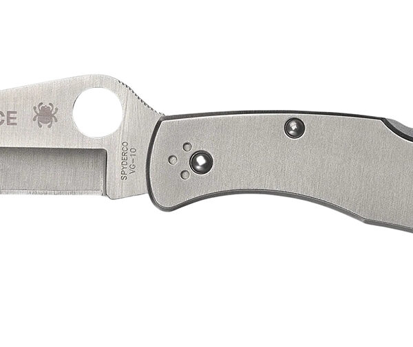 Spyderco C07P Police  4.13″ Folding Spear Point Plain VG-10 SS Blade Stainless Includes Pocket Clip