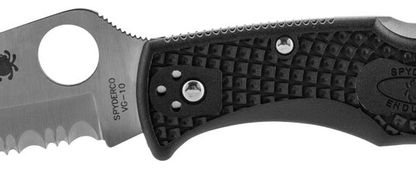 Spyderco C10PSBK Endura 4 Lightweight 3.75″ Folding Drop Point Part Serrated VG-10 SS Blade Black  Textured FRN Handle Includes Pocket Clip