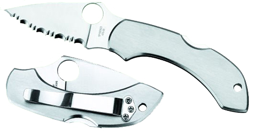 Spyderco C28P Dragonfly 2 2.31″ Folding Clip Point Serrated VG-10 SS Blade Stainless Steel Handle Includes Pocket Clip