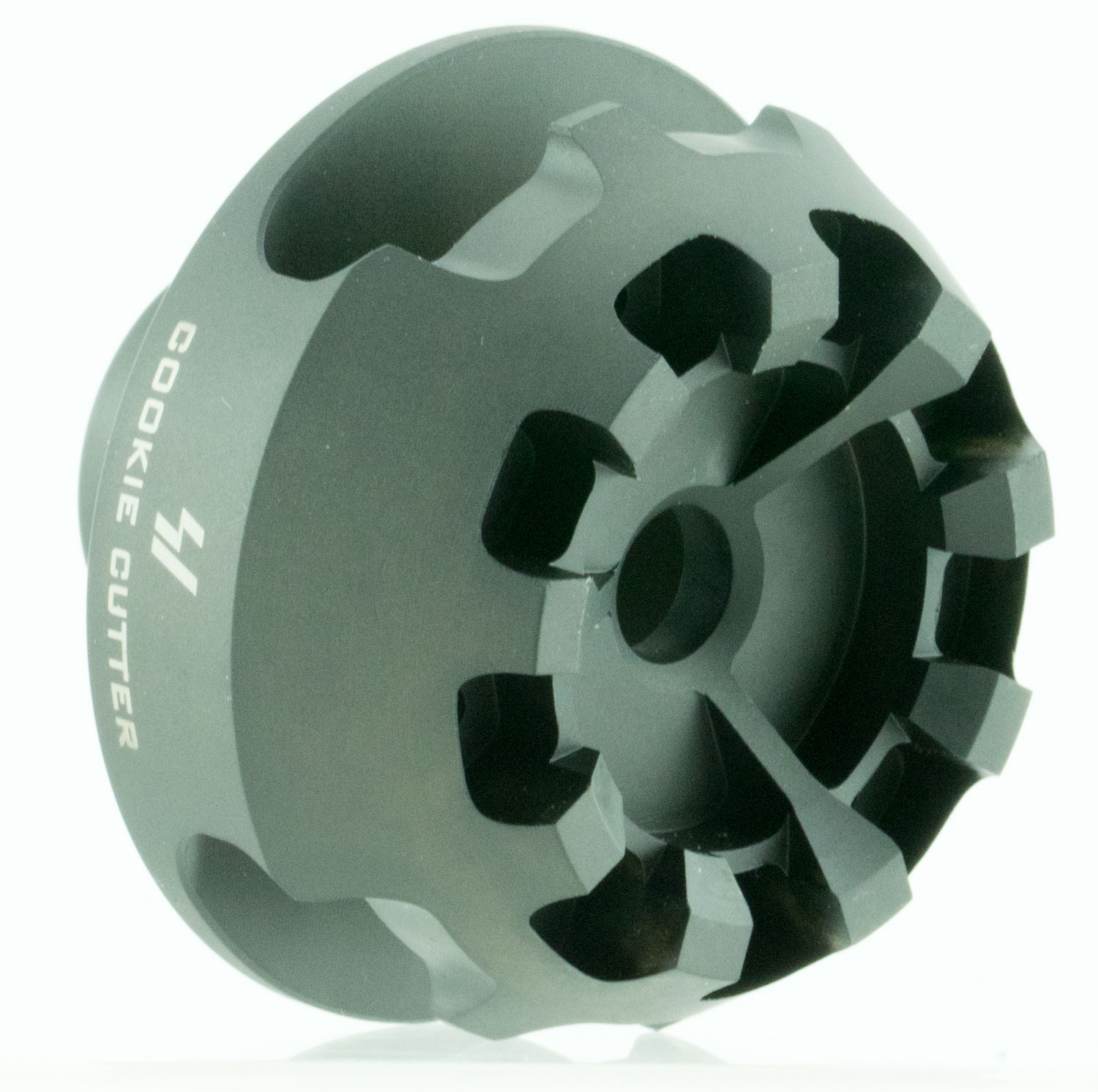 Strike Industries CCCOMP308 Cookie Cutter Comp Black Matte Steel with 5/8"-24 tpi Threads, 1.57" OAL & 0.26" Inside/2.14" Outside Diameter for 308 Win, 7.62x51mm NATO AR-Platform