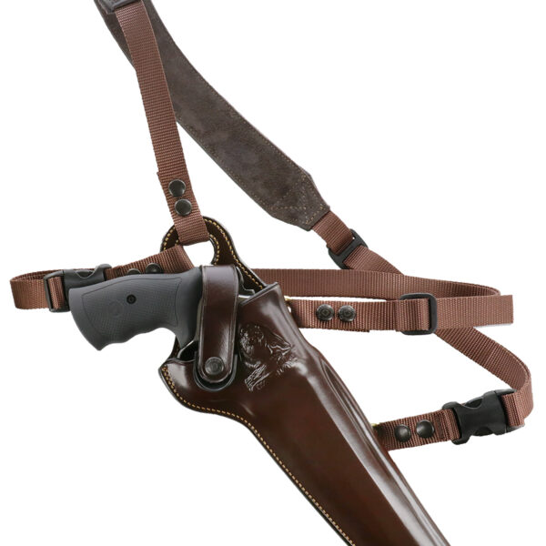 Galco KK148H Kodiak Chest Holster Havana Brown Leather Sholder Strap,Torso Strap Fits Ruger Blackhawk 7.50″ Fits Freedom Arms 83 7.50″ Right Hand