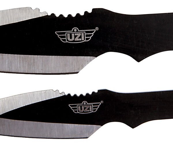 Uzi Accessories UZKTRW002 Throwing Knives  Fixed Spear Point Plain Black Stainless Steel Blade Black Stainless Steel Handle Includes