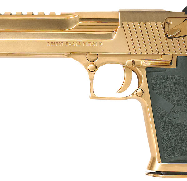 Magnum Research DE44TG Desert Eagle Mark XIX 44 Rem Mag 6″ 8+1 Titanium Gold Carbon Steel Frame & Slide Black Rubber Grip