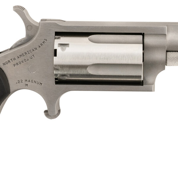 North American Arms 22MGRCHSS Mini-Revolver Carry Combo Sports South Exclusive 22 WMR 5 Shot 1.63″ Stainless Steel Barrel, Frame & Cylinder, Black Rubber Grip, Exposed Hammer, Side Carry Holster