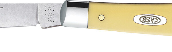 Case 031 S Trapper Slimline 3.25″ Folding Clip Point Plain Tumble Polish Chrome Vanadium Steel Blade Yellow Synthetic Handle