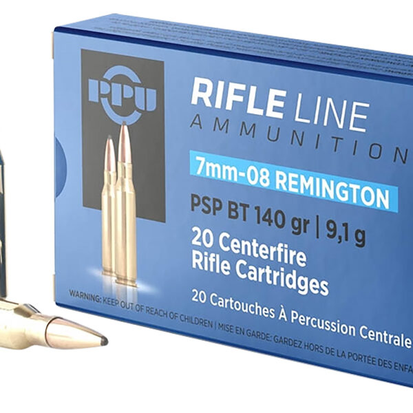 PPU PP708 Metric Rifle 7mm-08Rem 140gr Pointed Soft Point Boat Tail 20 Per Box/10 Case
