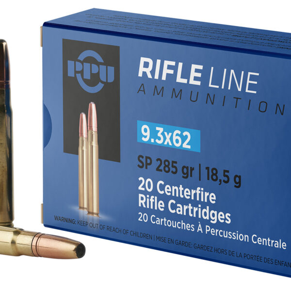 PPU PP9362 Metric Rifle 9.3mmx62Mauser 285gr Soft Point 20 Per Box/10 Case