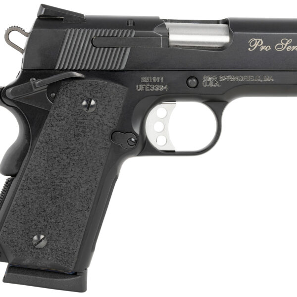 Smith & Wesson 178020 PC 1911 Pro Sub-Compact Frame 45 ACP 7+1, 3″ Stainless Steel Barrel, Black Serrated Carbon Steel Slide, Black Aluminum Frame w/Beavertail, Black Stippled Grip
