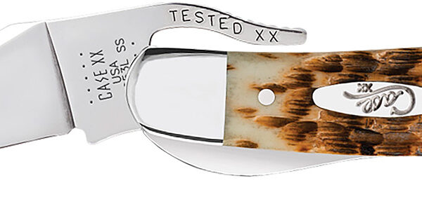 Case 0260 6 RussLock 2.70″ Folding RussLock Clip Plain Mirror Polished Tru-Sharp SS Blade/Peach Seed Jigged Amber Bone Handle