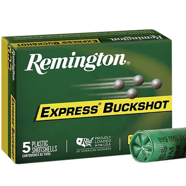 Remington Ammunition 20640 Express Buckshot 12Gauge 3″ 4Buck Shot 5 Per Box/ 50 Case