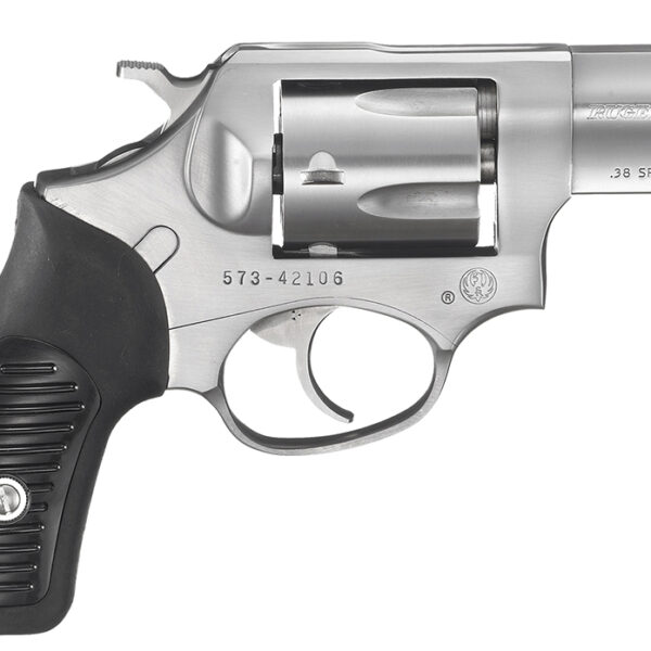 Ruger 5737 SP101  38 Special +P 5rd 2.25″ Satin Stainless Steel Barrel, Cylinder & Frame, Black Rubber Grip, Transfer Bar Safety, Exposed Hammer