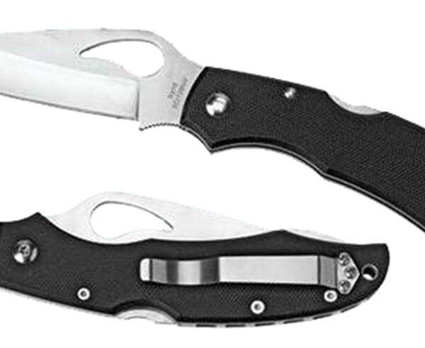 Spyderco BY03PSBK2 Byrd Cara Cara 2 Lightweight 3.75″ Folding Drop Point Part Serrated 8Cr13MoV SS Blade Black  Textured FRN Handle Includes Pocket Clip