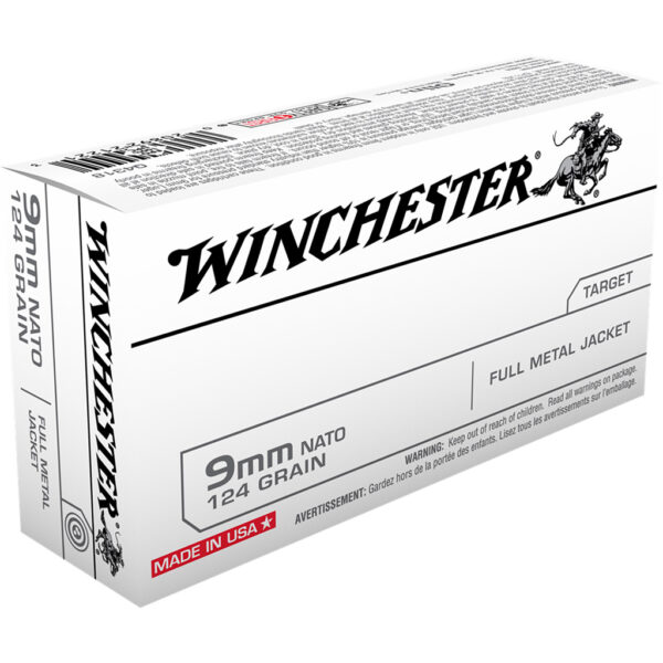 Winchester USA Pistol Ammo 9mm NATO 124 gr. FMJ 50 rd.