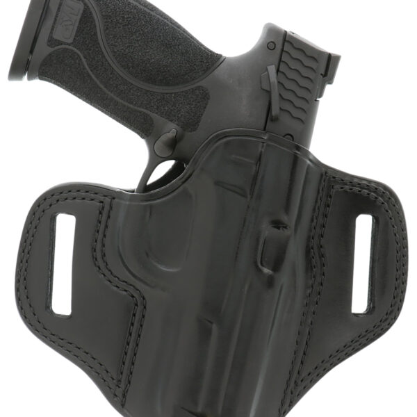 Galco CM224B Combat Master  OWB Black Leather Belt Slide Compatible w/Ruger Security-9/Glock 17/Glock 22 Gen2-5 Belt 1.75″ Wide Right Hand