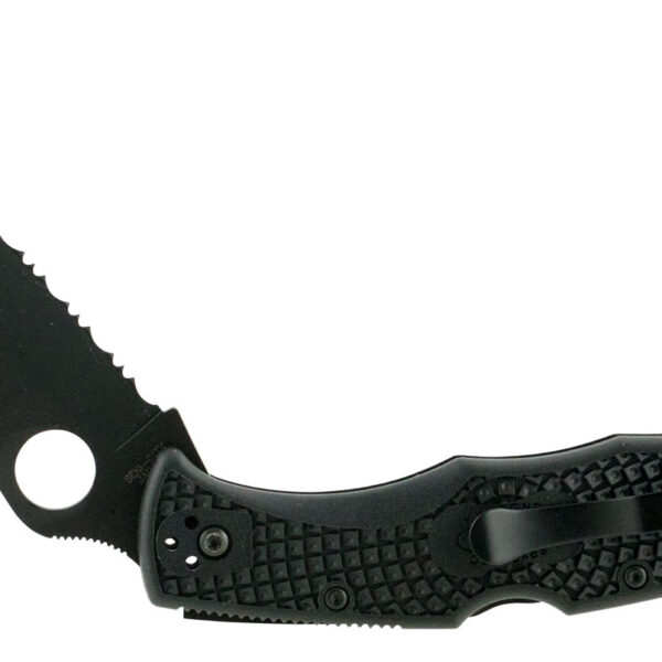 Spyderco C10PSBBK Endura 4 Lightweight 3.75″ Folding Clip Point Part Serrated Black TiCN VG-10 SS Blade Black  Textured FRN Handle Includes Pocket Clip