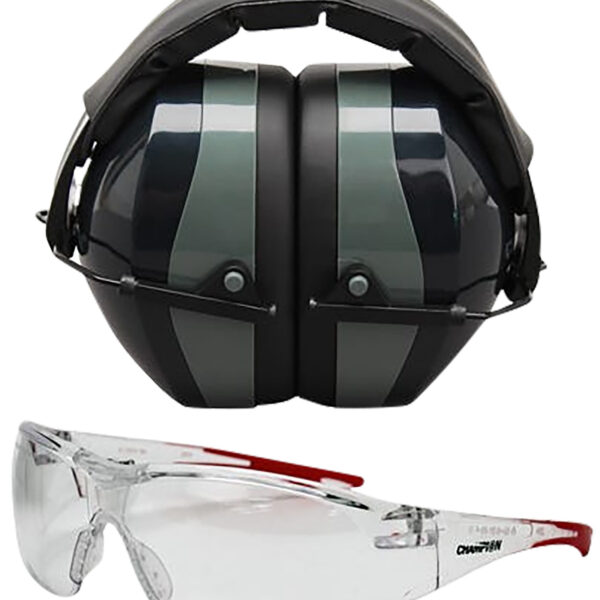 Champion Targets 40622 Eyes & Ears Combo 26 dB Over the Head Passive Muff & Shooting Glasses Black/Gray