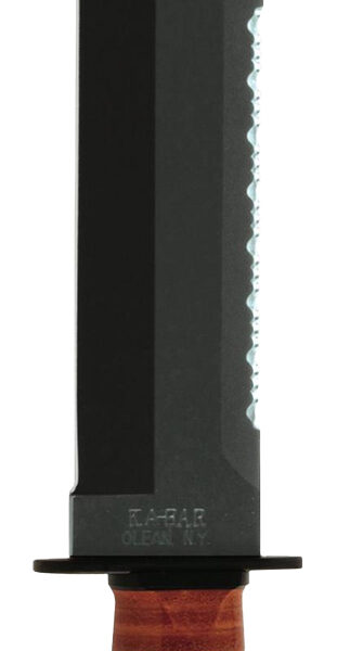 Ka-Bar 2217 Big Brother  9.38″ Fixed Clip Point Part Serrated Black 1095 Cro-Van Blade, Brown Leather Handle, Includes Sheath