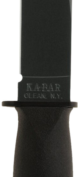 Ka-Bar 2221 Mark I  5.13″ Fixed Clip Point Plain Black 1095 Cro-Van Blade, Black Kraton G Handle, Includes Sheath