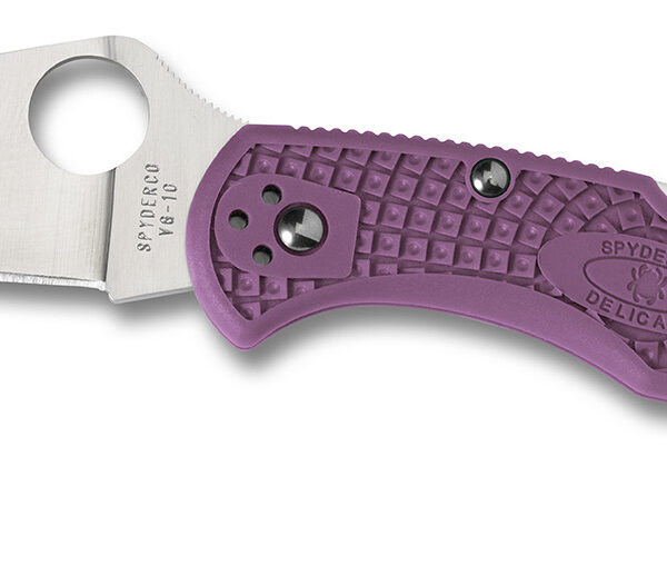Spyderco CLLFPPR Delica 4 Lightweight 2.88″ Folding Drop Point Plain VG-10 SS Blade Purple Bi-Directional Texturing FRN Handle Includes Pocket Clip