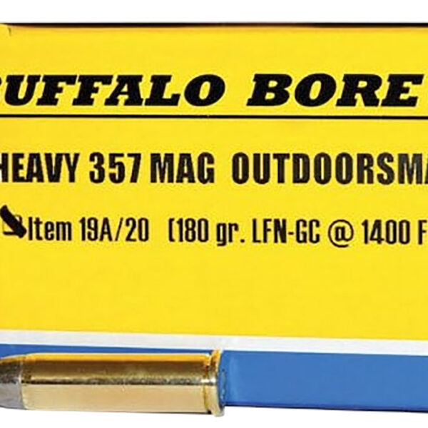 Buffalo Bore Ammunition 19A20 Outdoorsman Strictly Business 357Mag 180gr Hard Cast Flat Nose 20 Per Box/12 Case