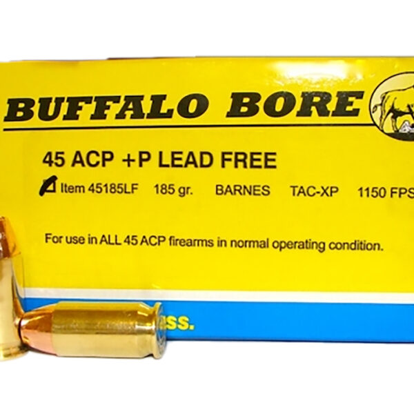 Buffalo Bore Ammunition 45185LF20 Buffalo-Barnes Strictly Business 45ACP +P 185gr Barnes TAC-XP Lead Free 20 Per Box/12 Case