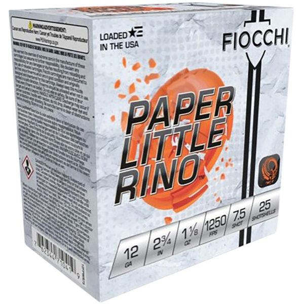 Fiocchi 12FPWR75 Paper Little Rino Extrema 12Gauge 2.75″ 1 1/8oz 7.5Shot 25 Per Box/10 Case