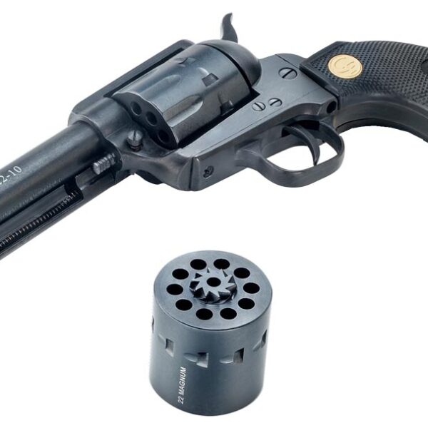 Chiappa Firearms CF340155D SAA 1873  Medium Frame 22 LR 22 WMR 10 Shot, 4.75″ Blued Steel Barrel, Blued Steel Frame, Blued Cylinder, Black Polymer Grip, Exposed Hammer