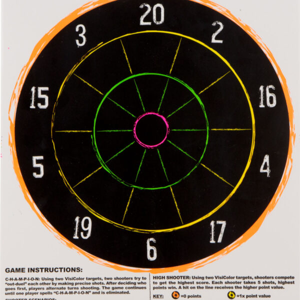 Champion Targets 45825 VisiColor Dartboard Hanging Paper Multi Color 11″x14″ Dart Board 10 Pack